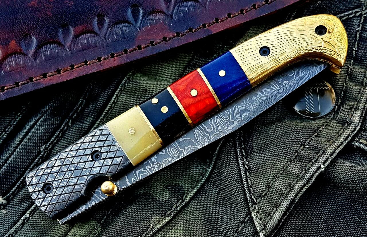 Custom Handmade Damascus Blade Folding Pocket Knife - Image 6
