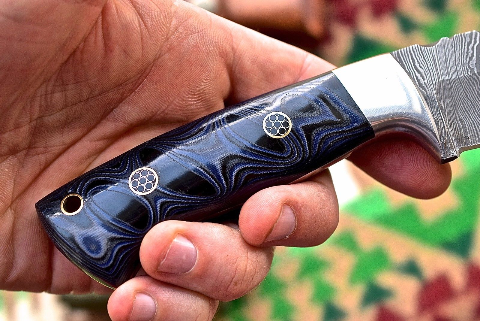 Custom Handmade Damascus Bushcraft Hunting Skinning Skinner Micarta Knife - Image 4