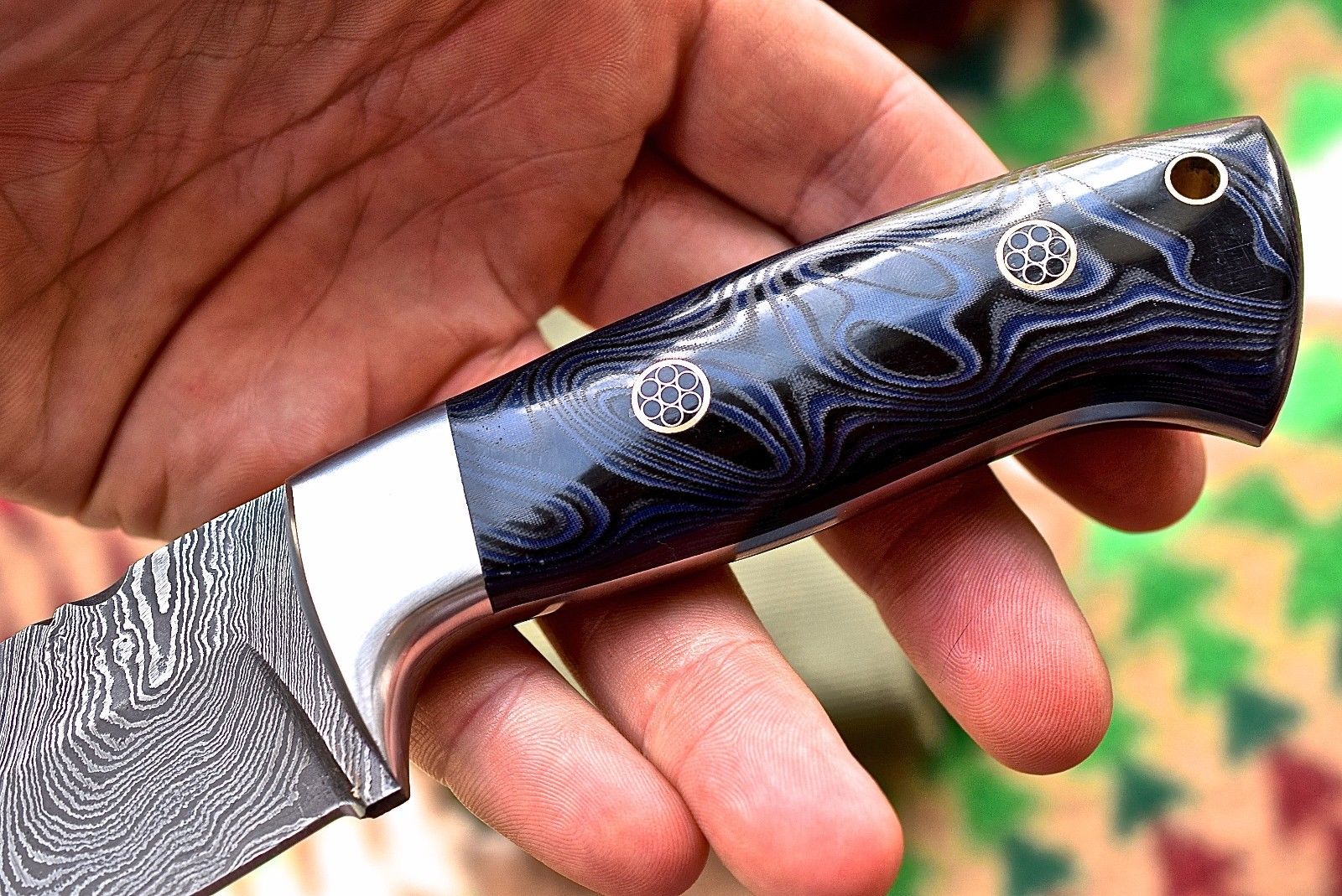 Custom Handmade Damascus Bushcraft Hunting Skinning Skinner Micarta Knife - Image 5