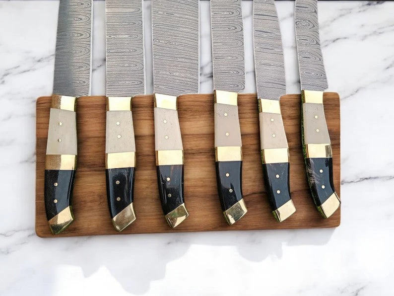 Custom Handmade Damascus Chef Knife Set with Bone Handles - Image 4