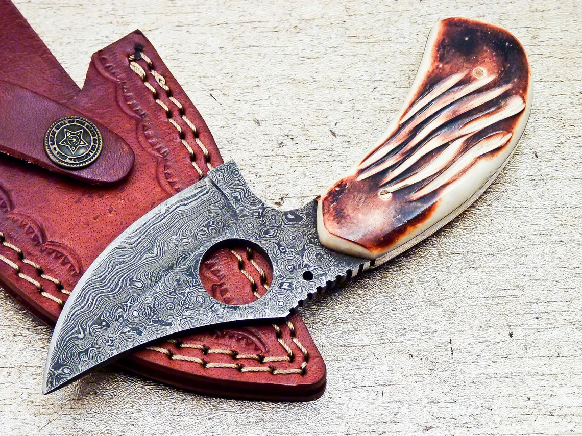 Custom Handmade Damascus skinning knife - Image 2