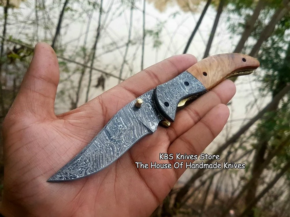 Custom Handmade Damascus Steel Blade EDC Folding Pocket Knife - Image 2