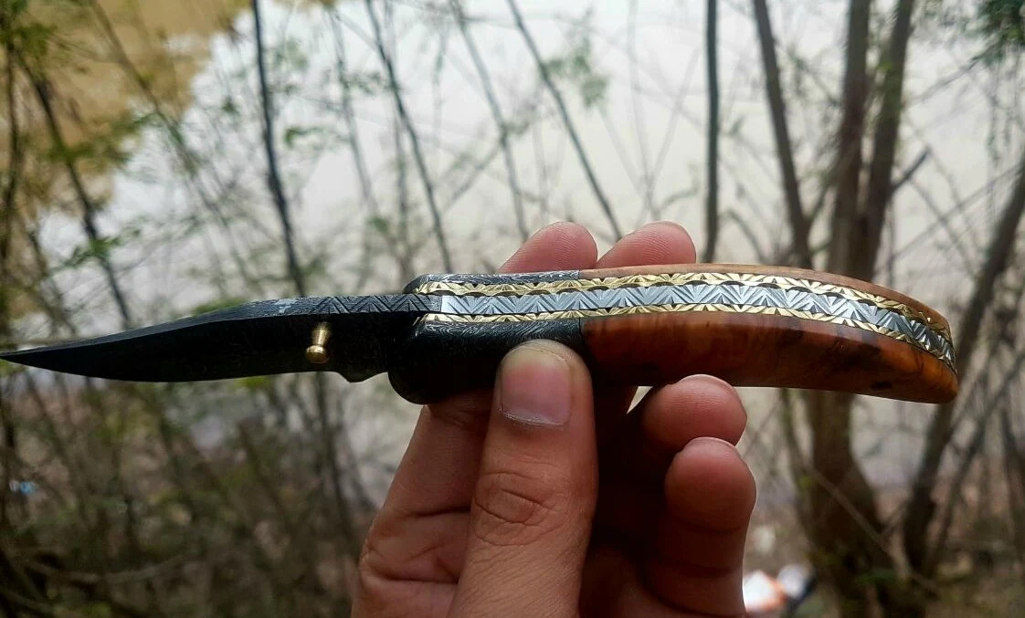Custom Handmade Damascus Steel Blade EDC Folding Pocket Knife - Image 4