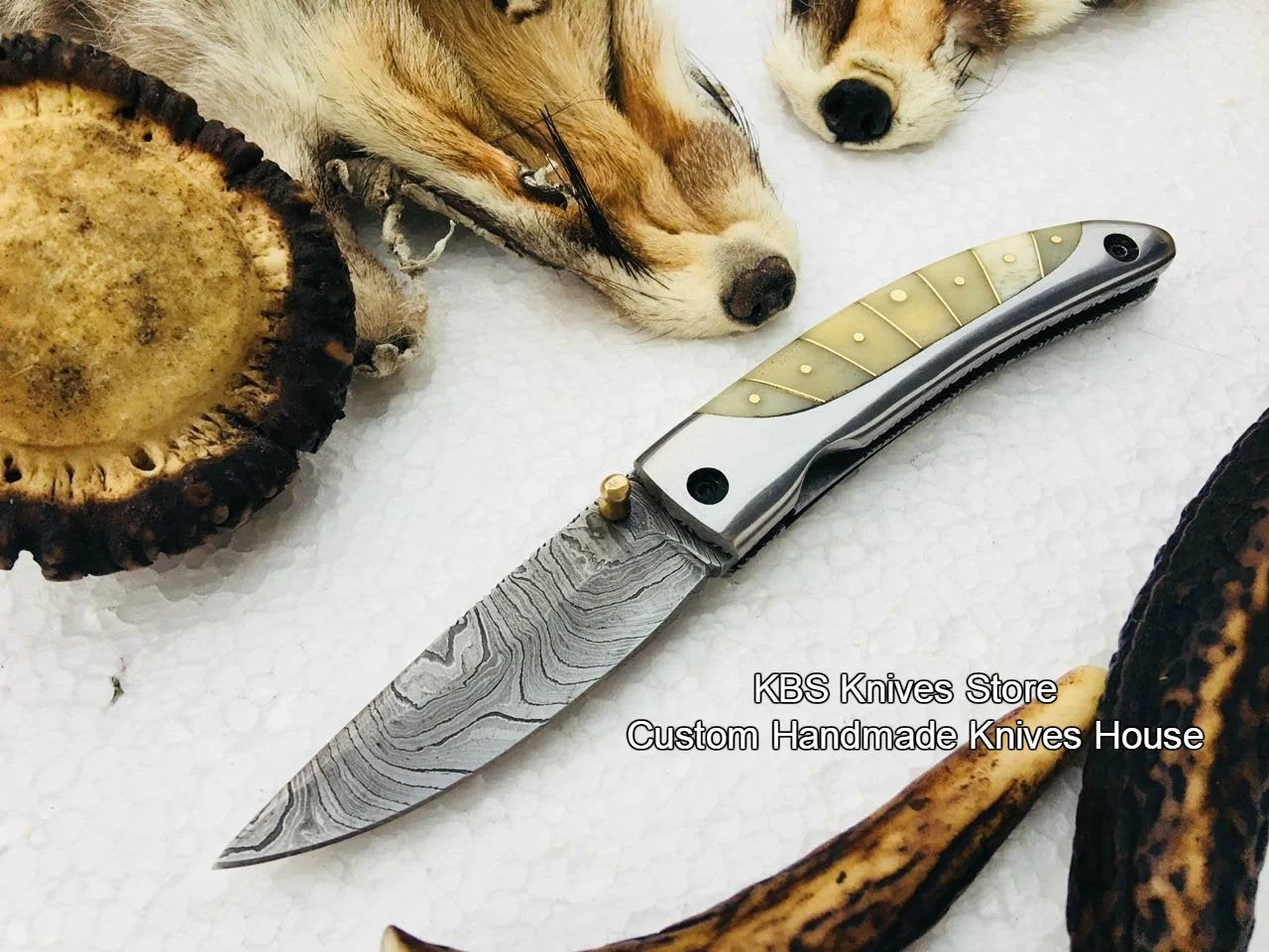 Custom Handmade Damascus Steel Blade Folding Pocket Knife - Image 2