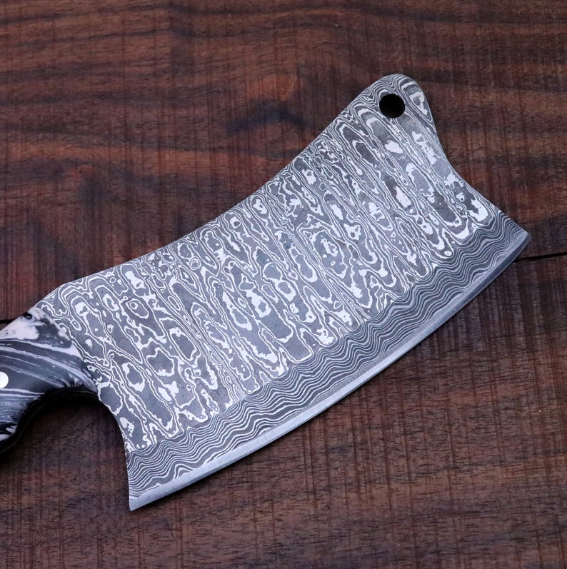 CUSTOM HANDMADE DAMASCUS STEEL CLEAVER KNIFE - Image 2