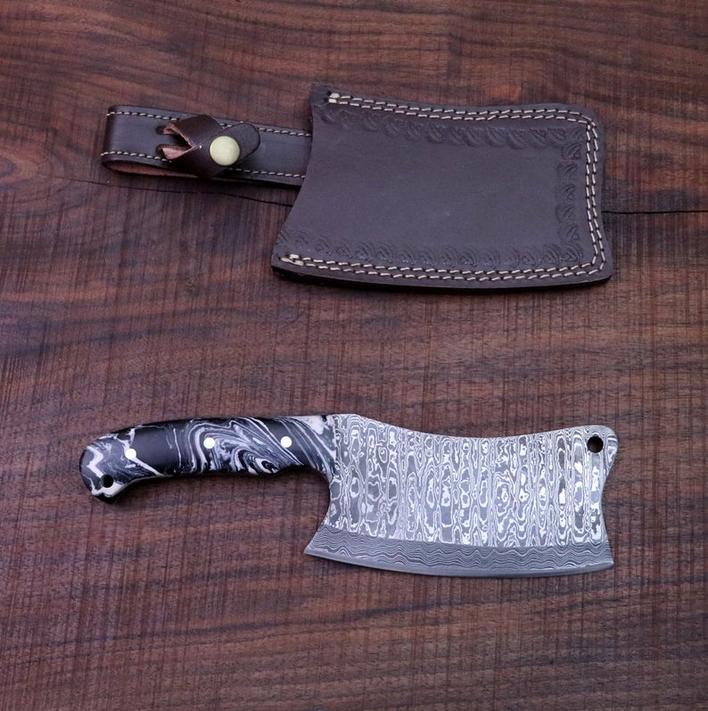 CUSTOM HANDMADE DAMASCUS STEEL CLEAVER KNIFE - Image 4