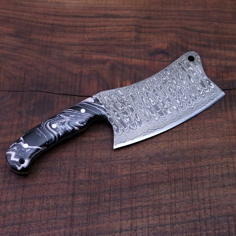 CUSTOM HANDMADE DAMASCUS STEEL CLEAVER KNIFE - Image 5