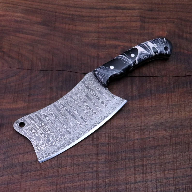 CUSTOM HANDMADE DAMASCUS STEEL CLEAVER KNIFE - Image 6