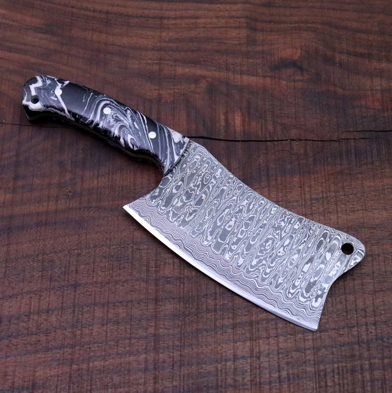 CUSTOM HANDMADE DAMASCUS STEEL CLEAVER KNIFE - Image 7