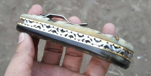 Custom Handmade Damascus Steel EDC Folding Knife With Pocket Clip - Image 3