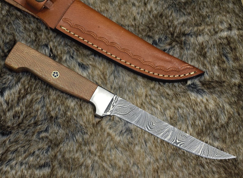 Custom Handmade Damascus Steel Fillet Knife with Rosewood Handle - 11" Overall Length by KBS Knives Store - Image 2