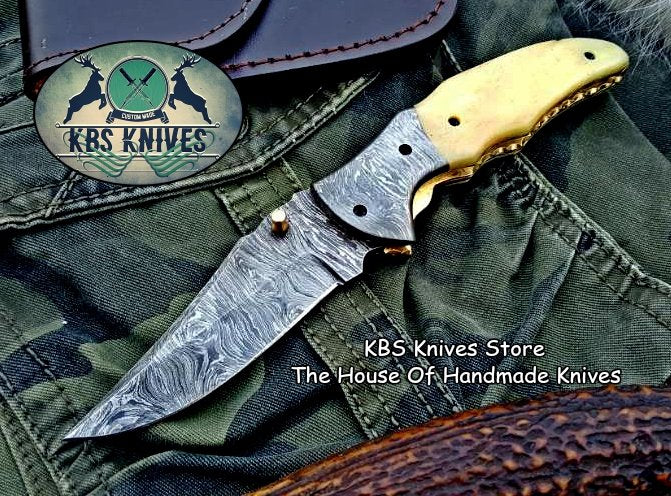 Custom Handmade Damascus Steel Folding Pocket Knife - Image 2