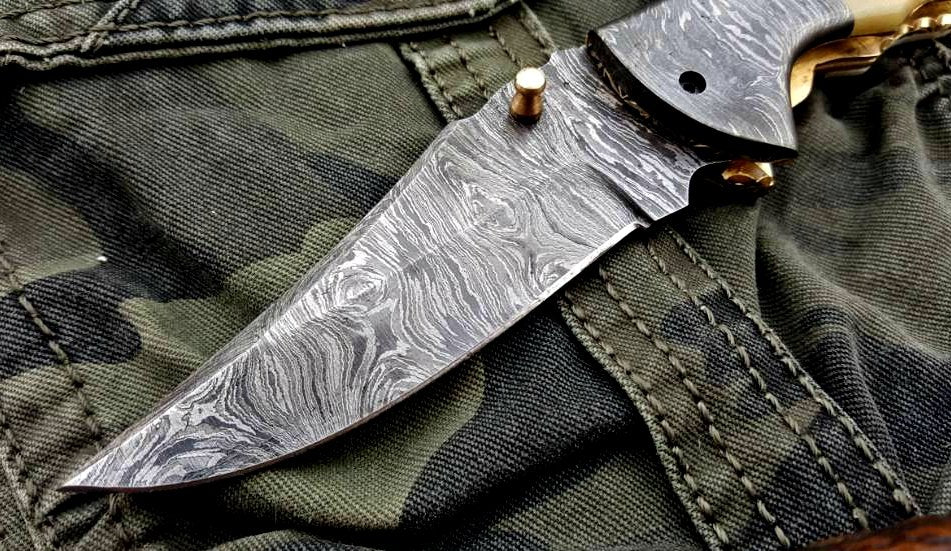 Custom Handmade Damascus Steel Folding Pocket Knife - Image 6