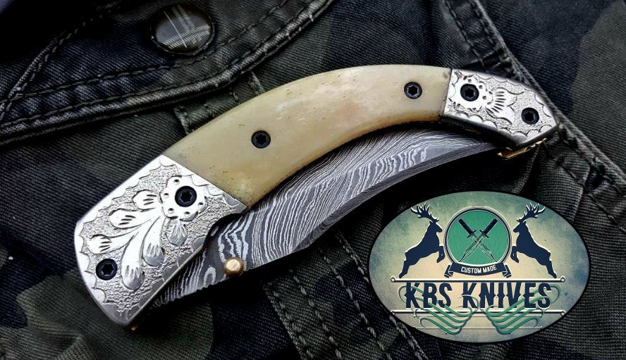 Custom Handmade Damascus Steel Folding Pocket Knife - Image 3