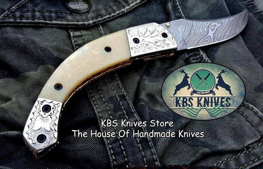 Custom Handmade Damascus Steel Folding Pocket Knife - Image 5