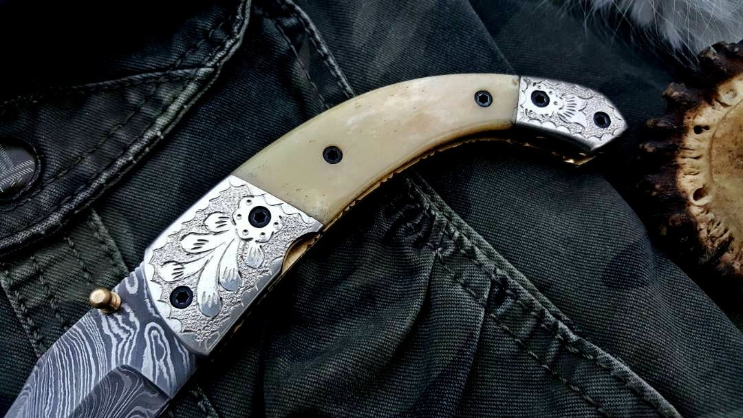 Custom Handmade Damascus Steel Folding Pocket Knife - Image 6