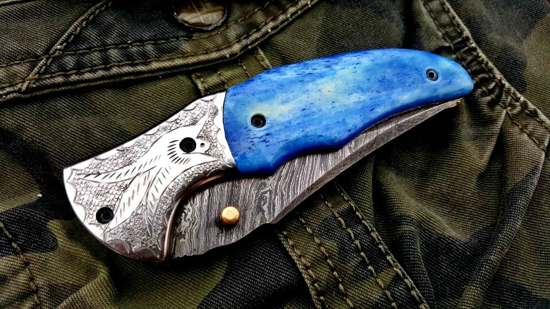 Custom Handmade Damascus Steel Folding Pocket Knife - Image 3