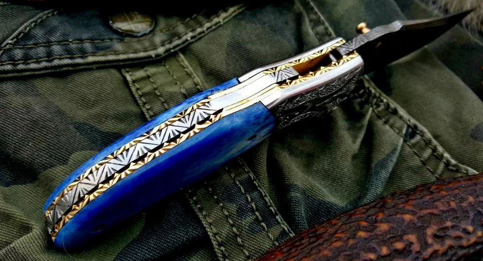 Custom Handmade Damascus Steel Folding Pocket Knife - Image 5