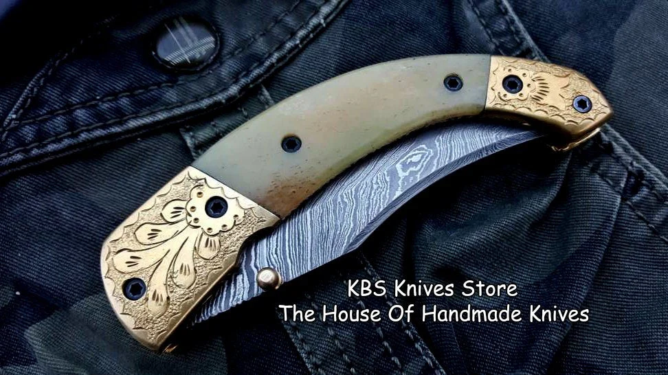 Custom Handmade Damascus Steel Folding Pocket Knife - Image 3
