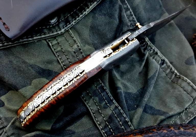 Custom Handmade Damascus Steel Folding Pocket Knife - Image 5