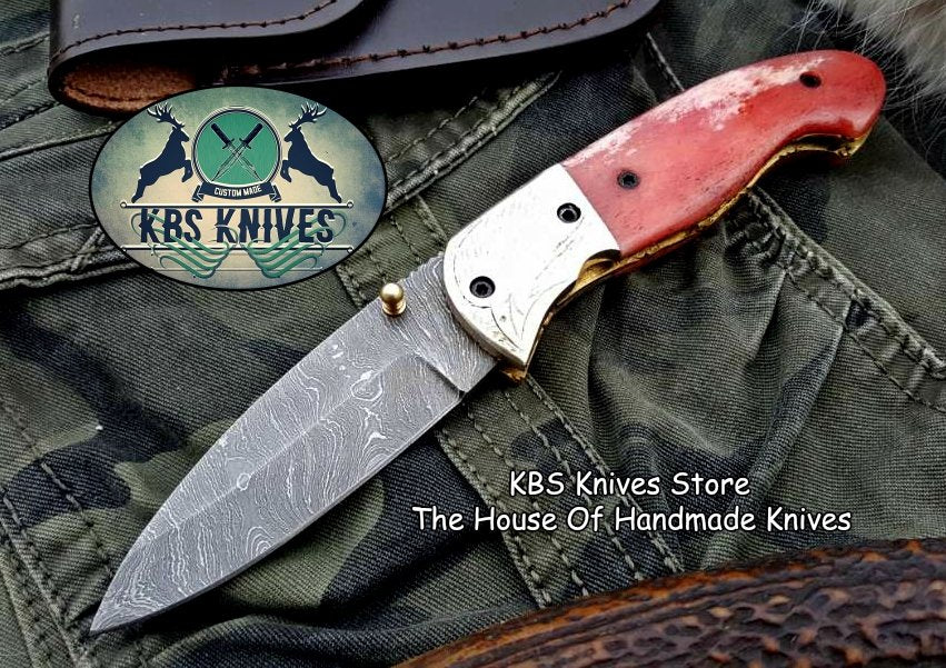 Custom Handmade Damascus Steel Folding Pocket Knife - Image 2