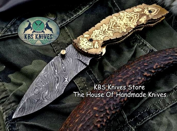 Custom Handmade Damascus Steel Folding Pocket Knife - Image 2