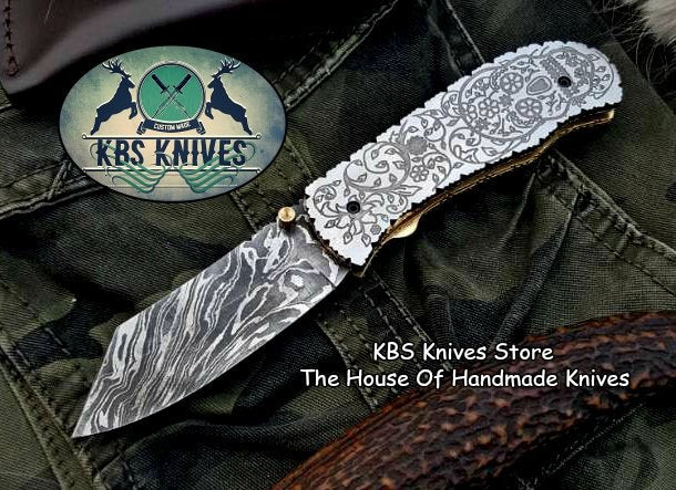Custom Handmade Damascus Steel Folding Pocket Knife - Image 2