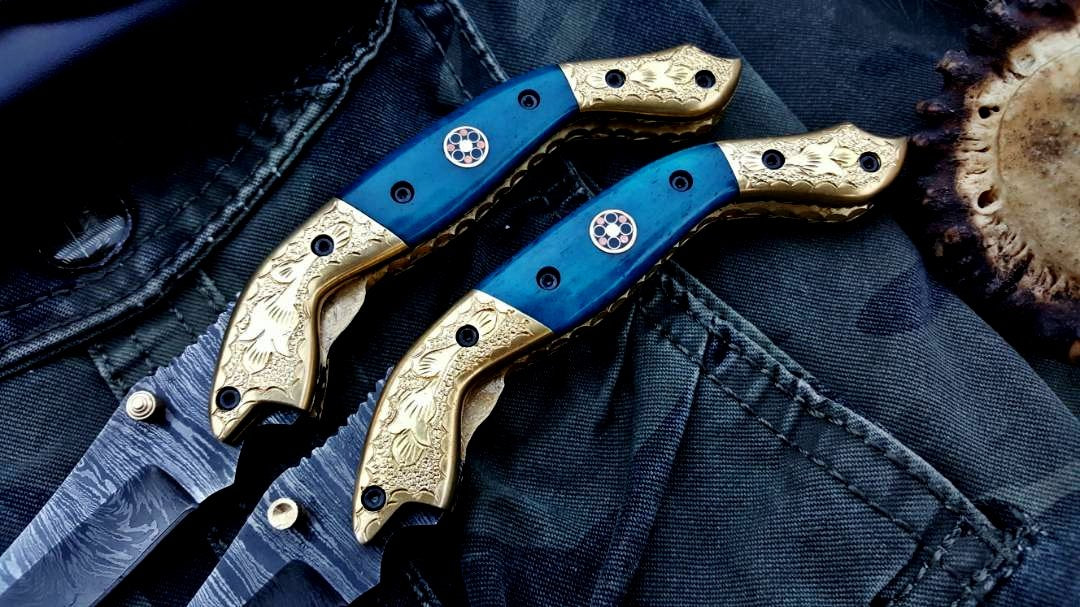 Custom Handmade Damascus Steel Folding Pocket Knives ( Deal ) - Image 4