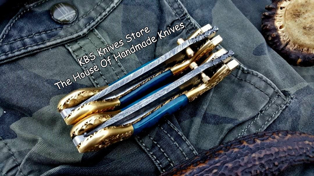 Custom Handmade Damascus Steel Folding Pocket Knives ( Deal ) - Image 6