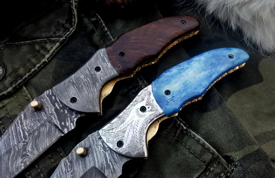 Custom Handmade Damascus Steel Folding Pocket Knives ( Deal ) - Image 3