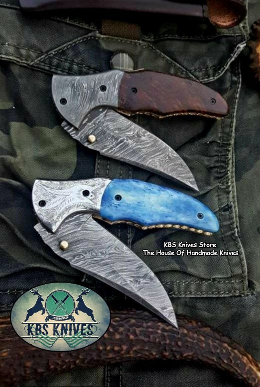 Custom Handmade Damascus Steel Folding Pocket Knives ( Deal ) - Image 7