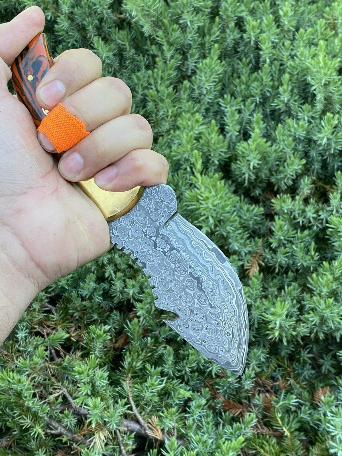 Custom Handmade Damascus Steel Guthook Knife - Image 2