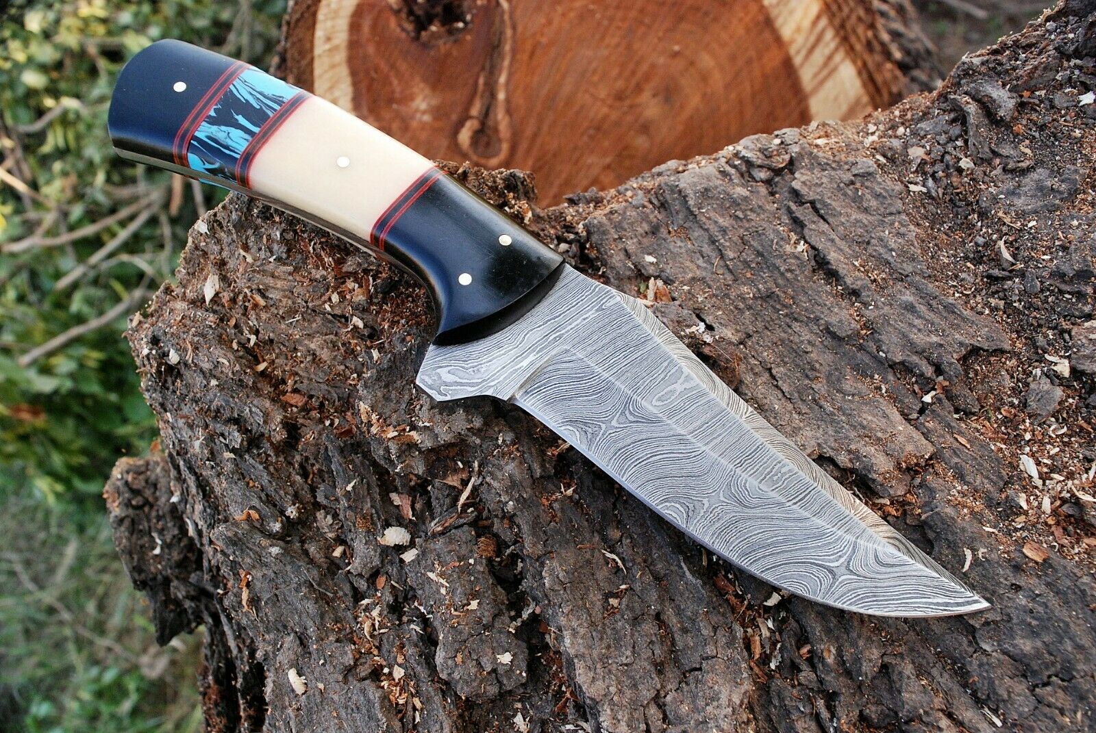 Custom Handmade Damascus Steel Hunting Knife - Image 2