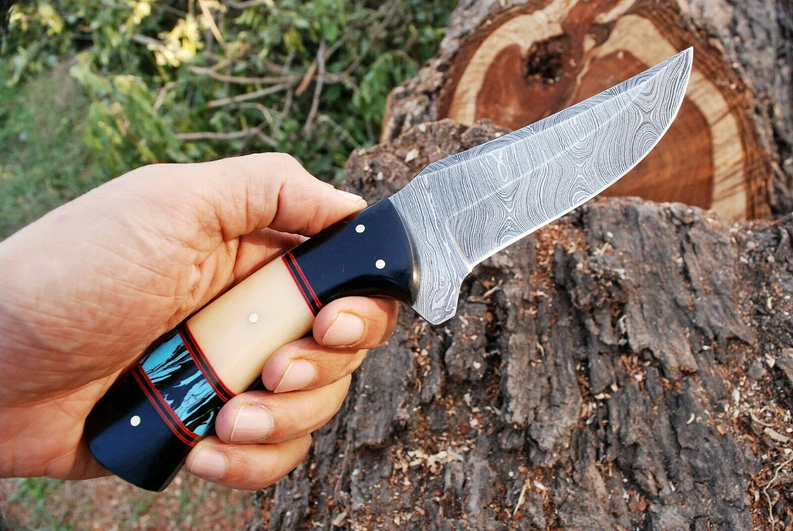 Custom Handmade Damascus Steel Hunting Knife - Image 3
