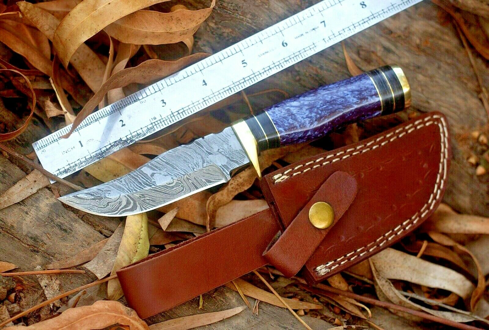 Custom Handmade Damascus Steel Hunting Knife - Image 3