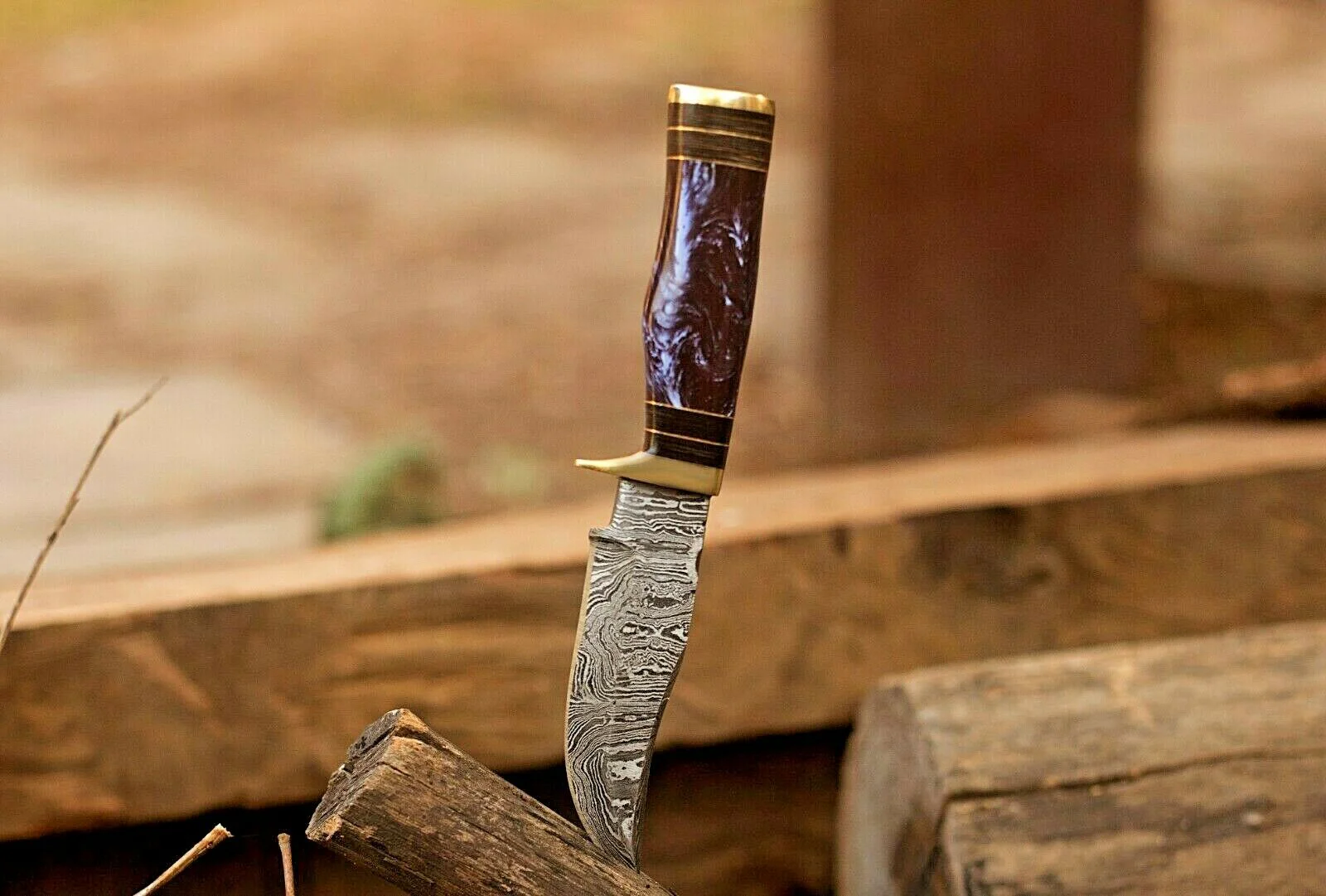 Custom Handmade Damascus Steel Hunting Knife - Image 4