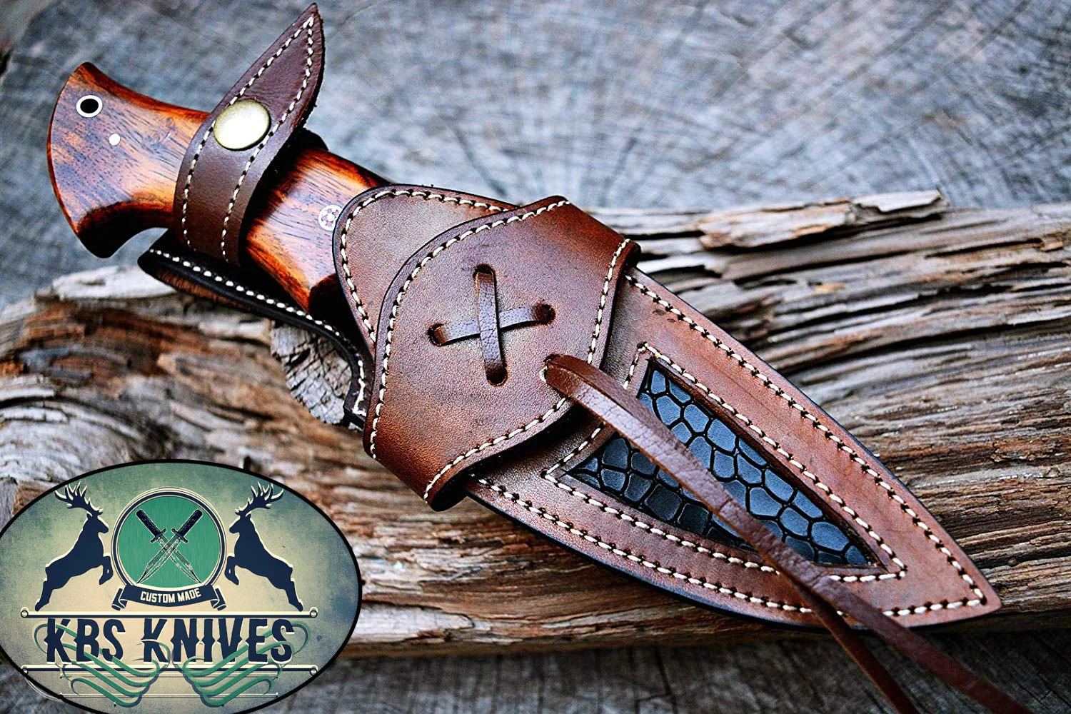Custom Handmade Damascus Steel Hunting Knife - Image 3