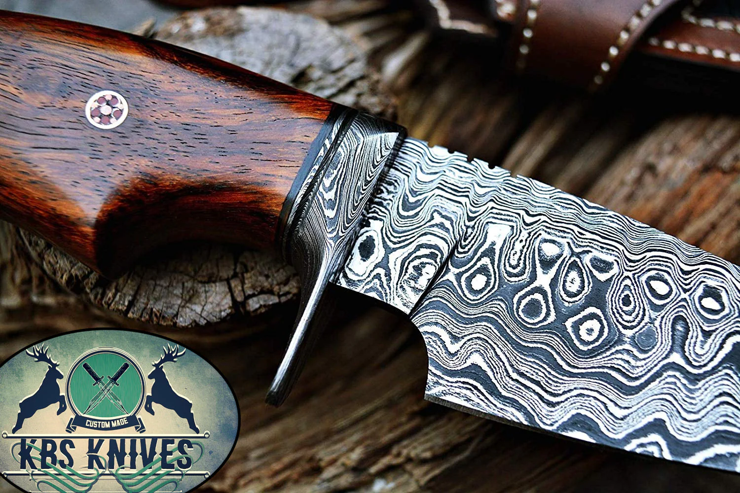 Custom Handmade Damascus Steel Hunting Knife - Image 4