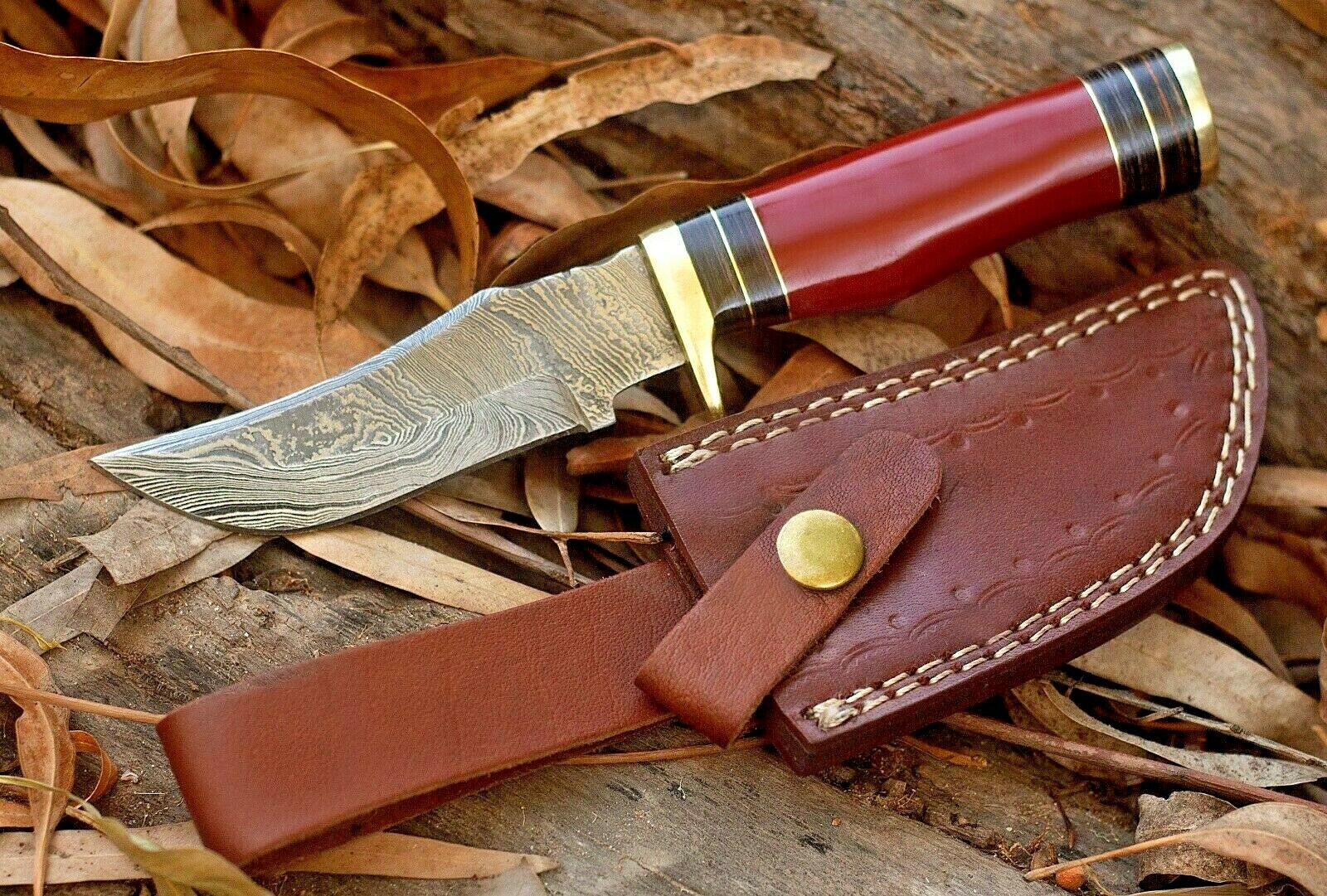 Custom Handmade Damascus Steel Hunting Knife - Image 3