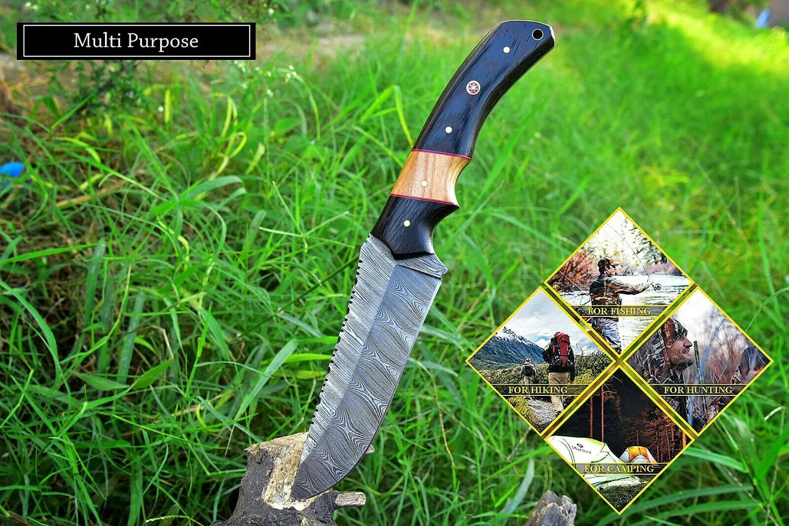 Custom Handmade Damascus Steel Hunting Knife - Image 2