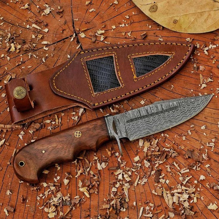 Custom Handmade Damascus Steel Hunting Knife with Blood Groove & Rosewood Handle – 10" | KBS Knives - Image 2