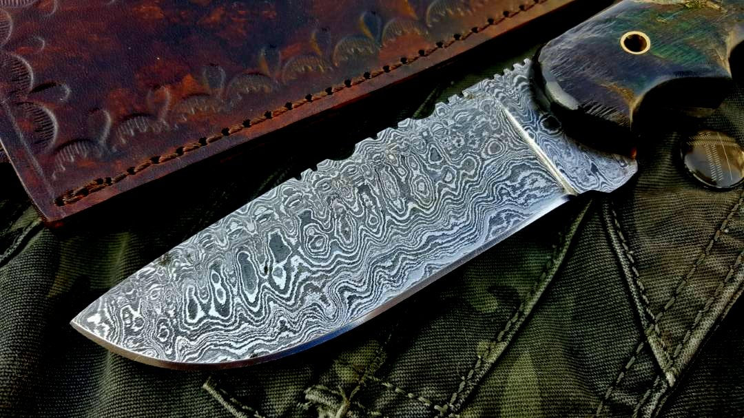 Custom Handmade Damascus Steel Hunting Skinning Camping Knife - Image 2