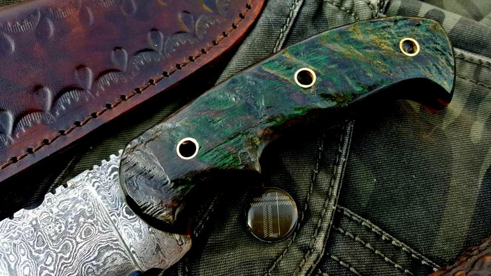 Custom Handmade Damascus Steel Hunting Skinning Camping Knife - Image 3
