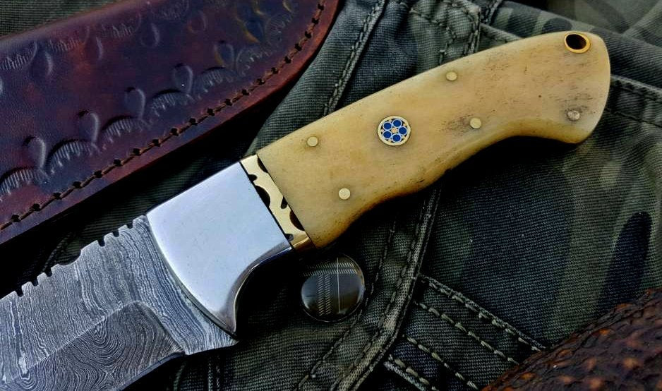 Custom Handmade Damascus Steel Hunting Skinning Camping Knife - Image 3