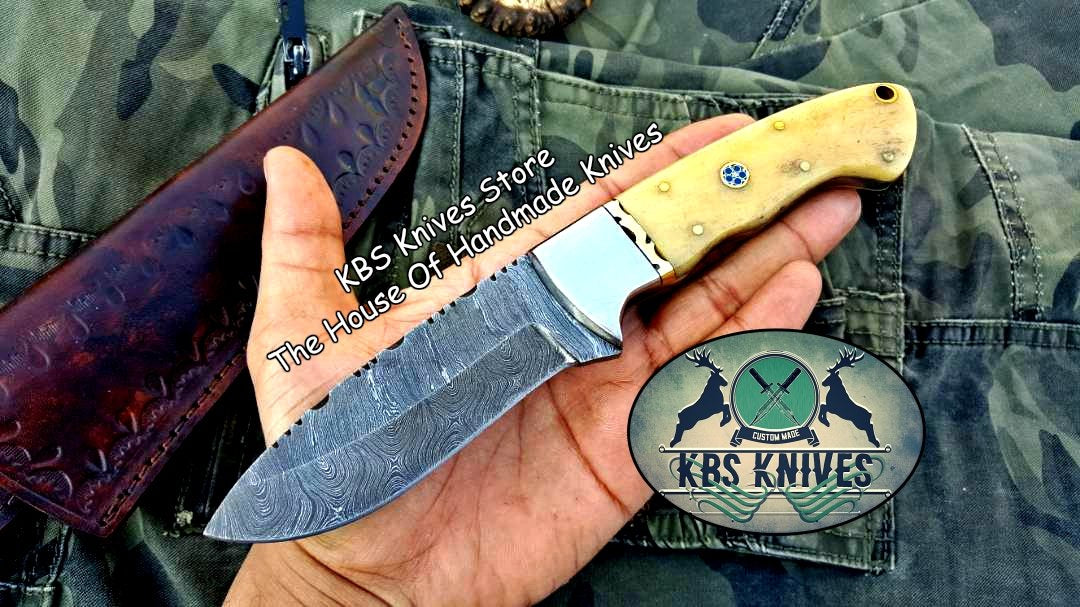 Custom Handmade Damascus Steel Hunting Skinning Camping Knife - Image 5