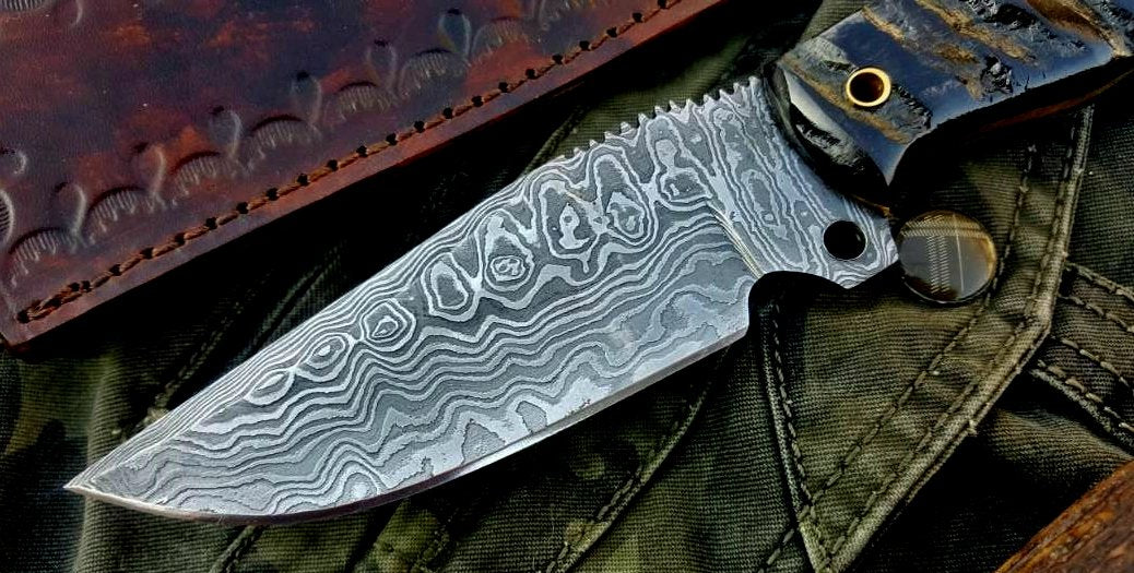 Custom Handmade Damascus Steel Hunting Skinning Camping Knife - Image 2