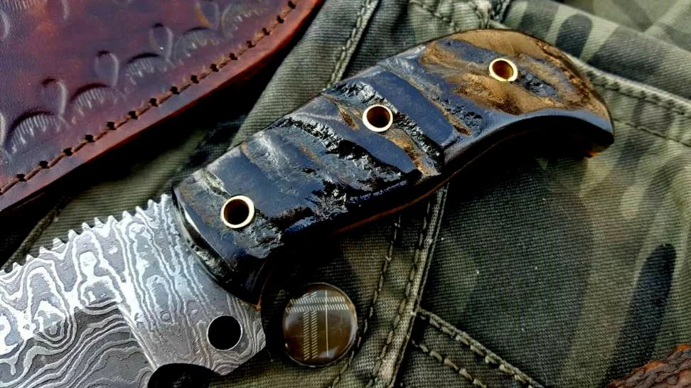 Custom Handmade Damascus Steel Hunting Skinning Camping Knife - Image 3