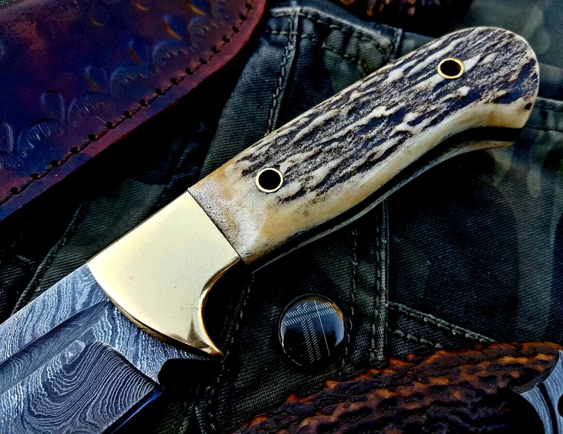 Custom Handmade Damascus Steel Hunting Skinning Camping Knife - Image 3