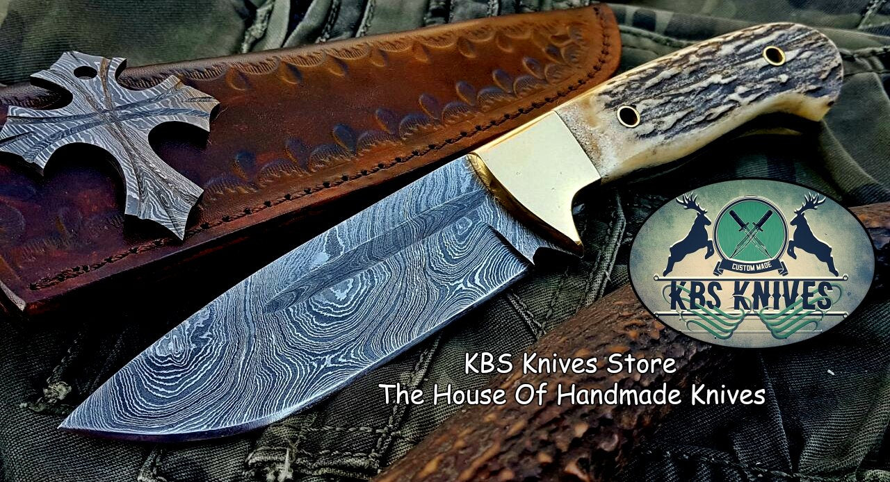 Custom Handmade Damascus Steel Hunting Skinning Camping Knife - Image 4