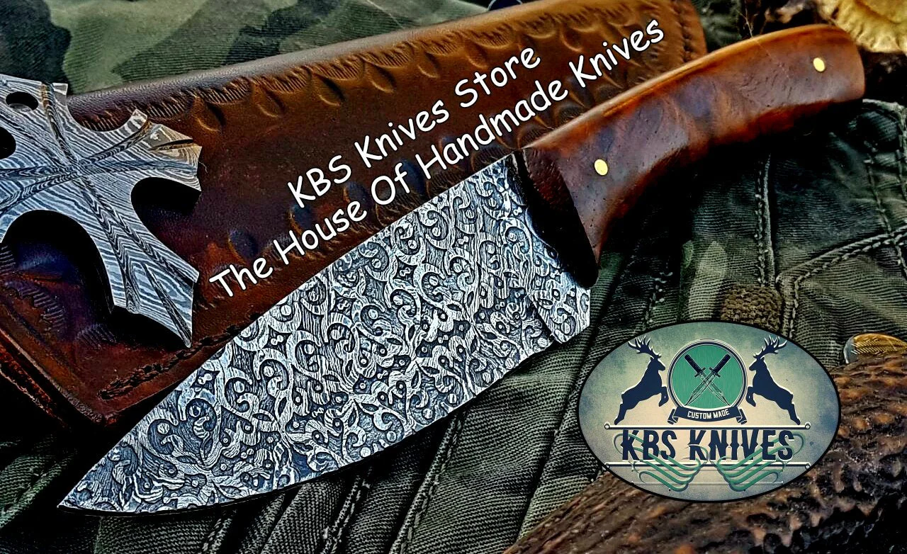 Custom Handmade Damascus Steel Hunting Skinning Knife - Image 3